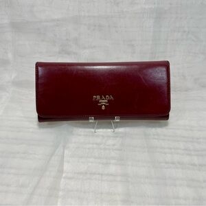 Prada Leather Wallet Burgundy